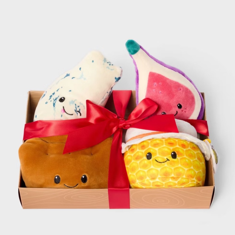 Charcuterie Box Set Fig, Blue Cheese, Honey, Round Cracker 4pc Plush Gigglescape